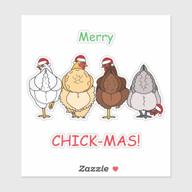 Pegatina chicken funny X'mas sticker (Hoja)