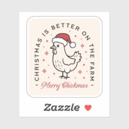 Pegatina Chicken Merry Christmas funny farm red aesthetic