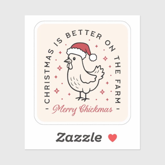 Pegatina Chicken Merry Christmas funny farm red aesthetic (Hoja)