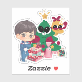 Pegatina Chico Anime Lindo Chándal Árbol de Navidad Diversi