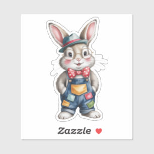 Pegatina Chico Shower de Bebé Hipster Bunny