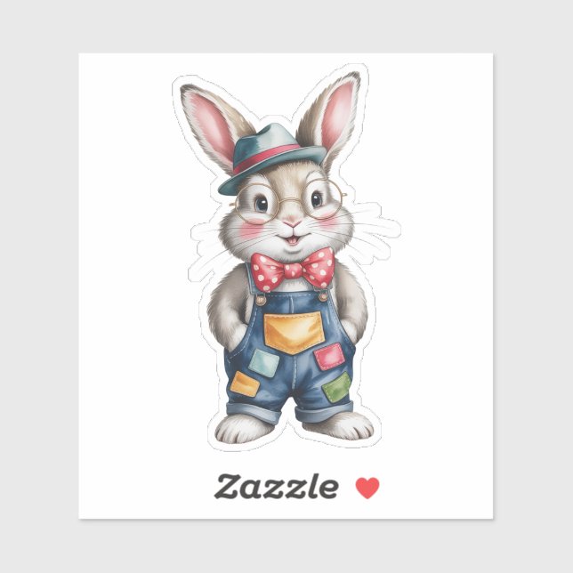 Pegatina Chico Shower de Bebé Hipster Bunny (Hoja)