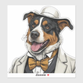 Pegatina Chien berger australien amusant en costume