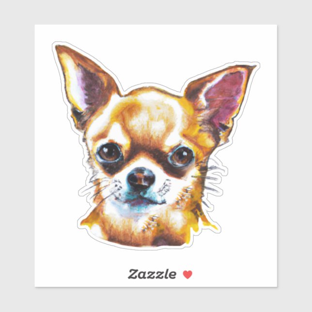Pegatina Chihuahua acuarela (Hoja)