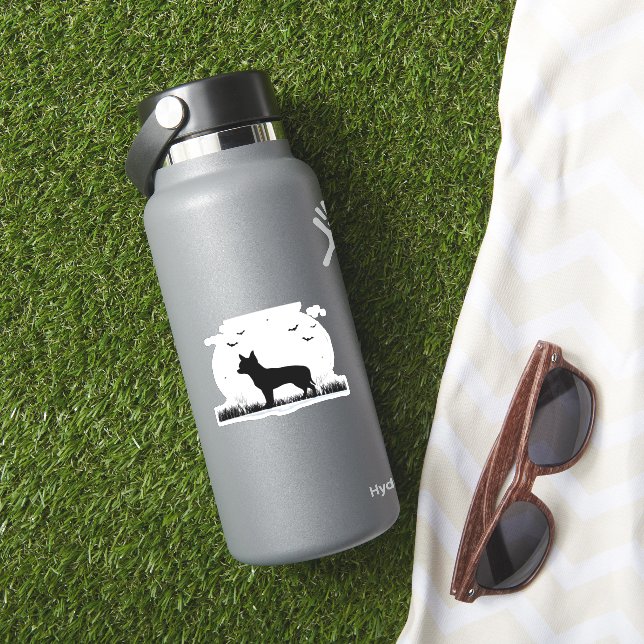 Pegatina Chihuahua Dog - Halloween Moon Silhouette Classic (HydroFlask Insitu)