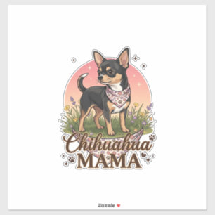 Pegatina Chihuahua Mama Perro Bandana Floral Rosa_1