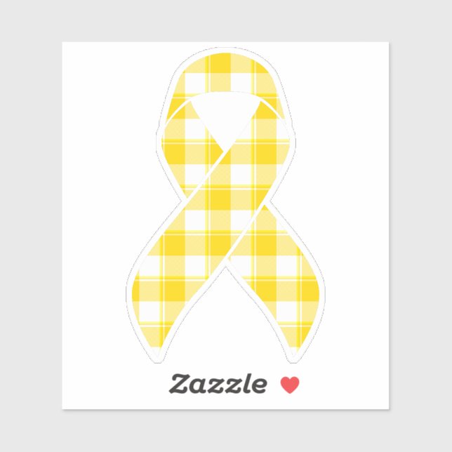 Pegatina Childhood Cancer Awareness Plaid Gold Ribbon (Hoja)