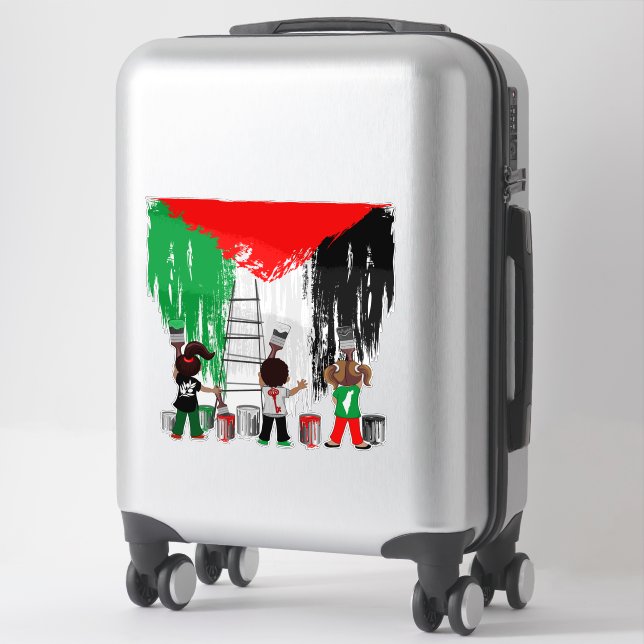 Pegatina Children of Gaza Painting Palestine Flag  (Maleta)