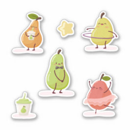 Pegatina Children's group of fun pears