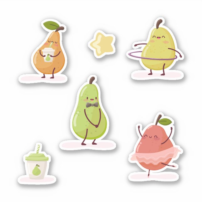 Pegatina Children's group of fun pears (Anverso)