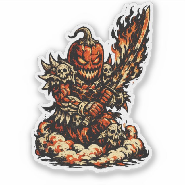 Pegatina Chili Fire Demon Halloween — Dark Warrior Retro  (Anverso)