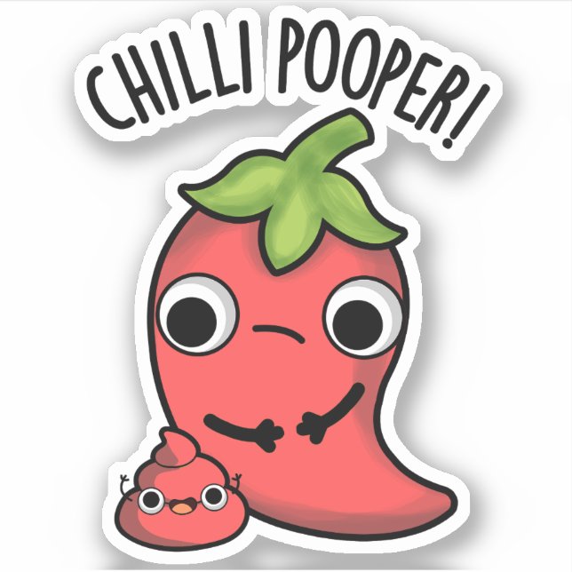 Pegatina Chili Poooper Funny Pepper Pun (Anverso)