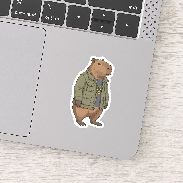 Pegatina Chill Capybara Signo de Paz Swagger (Detalle)
