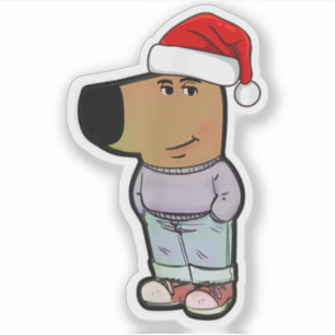 Pegatina Chill Guy Dog Gorra Navidad Funny Chill Guy Meme