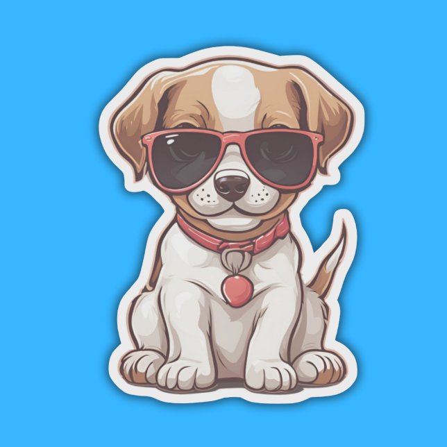 Pegatina Chill Pup in Shades impermeable (Subido por el creador)