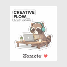 Pegatina Chill Raccoon Coding Sticker Creative Flow Laptop