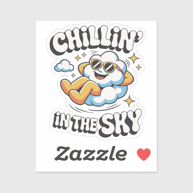 Pegatina Chillin' en Sky Cute Cloud Design para diversión (Hoja)