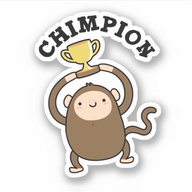 Pegatina Chimpon es un divertido campeón de Chimpanzee Pun (Anverso)