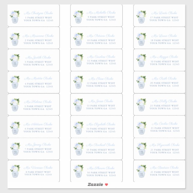 Pegatina Chinoiserie Moda Wedding Shower dirección de invit (Hoja)