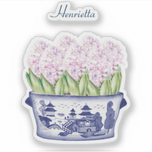 Pegatina Chinoiserie rosa Hyacinth con el nombre de Pegatin