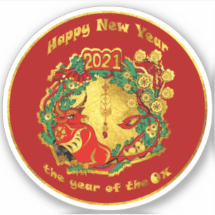 Pegatina Chinos felices Año Nuevo del Oxi