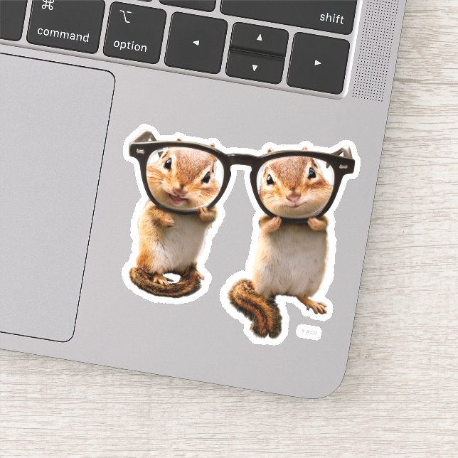 Pegatina Chipmunks en lecturas de gafas (Detalle)