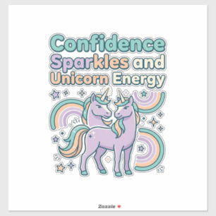 Pegatina Chispas de Confianza de Unicornio y Energía de Uni