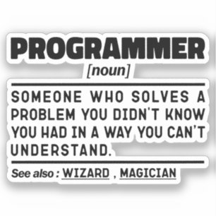 Pegatina Chiste de humor para programadores de software mod