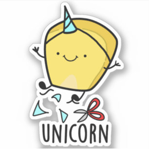 Pegatina Chiste de maíz divertido de unicornio