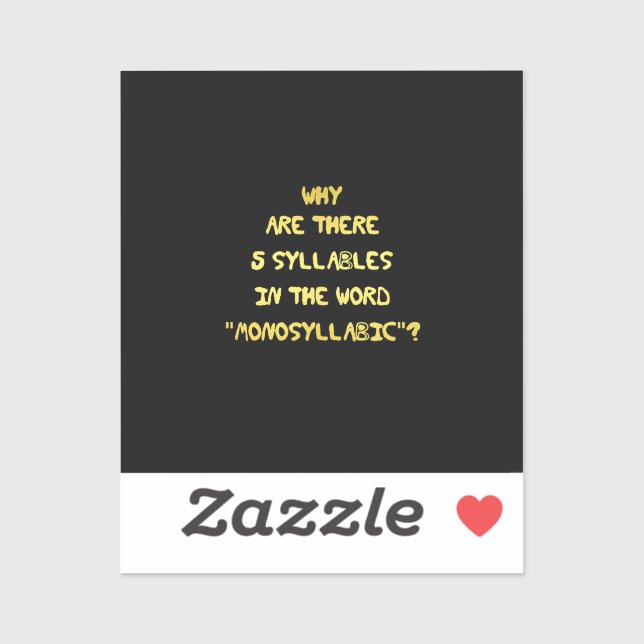 Pegatina Chiste de ortografía de sílaba Funny 5 (Hoja)