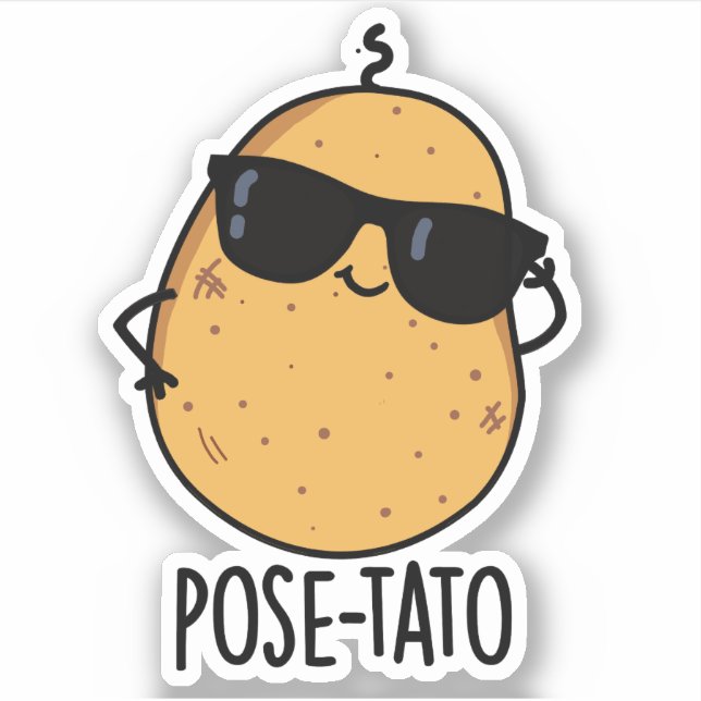 Pegatina Chiste de Patata Divertida Posando (Anverso)