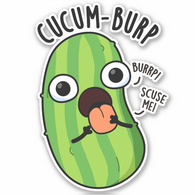 Pegatina Chiste divertido de pepino Cucum-burp  (Anverso)