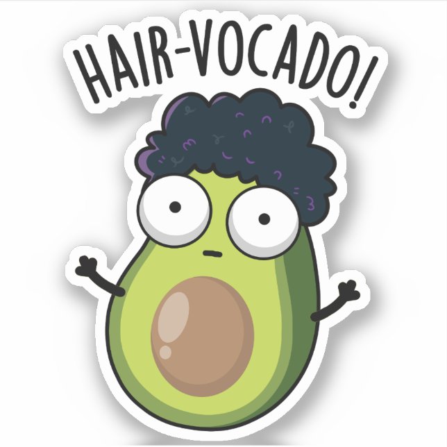 Pegatina Chistes divertidos de aguacate con pelo (Anverso)