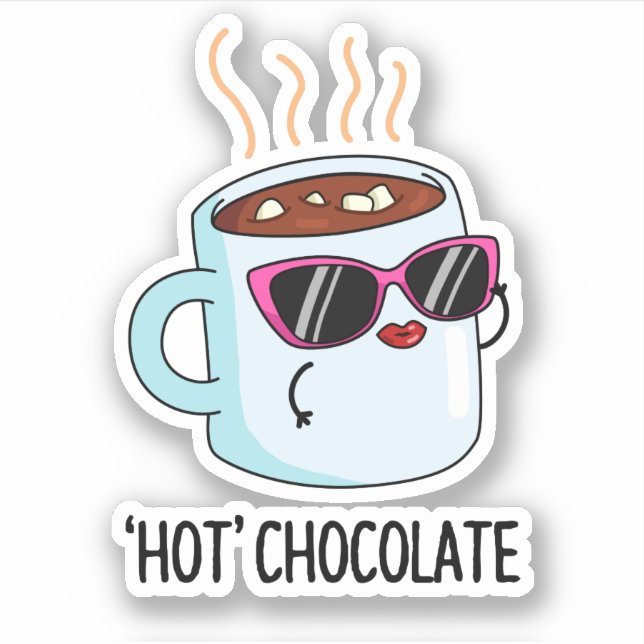 Pegatina Chocolate caliente Funny Bebe Pun (Anverso)