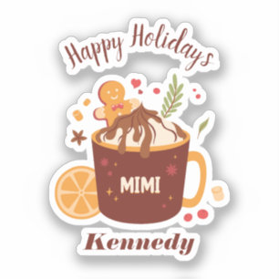 Pegatina Chocolate caliente lindo con pan de jengibre