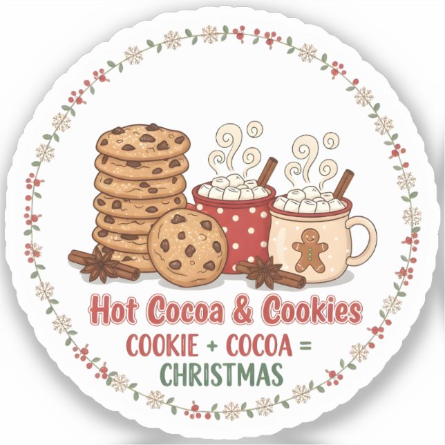 Pegatina Chocolate Caliente y Galletas de Navidad (Anverso)