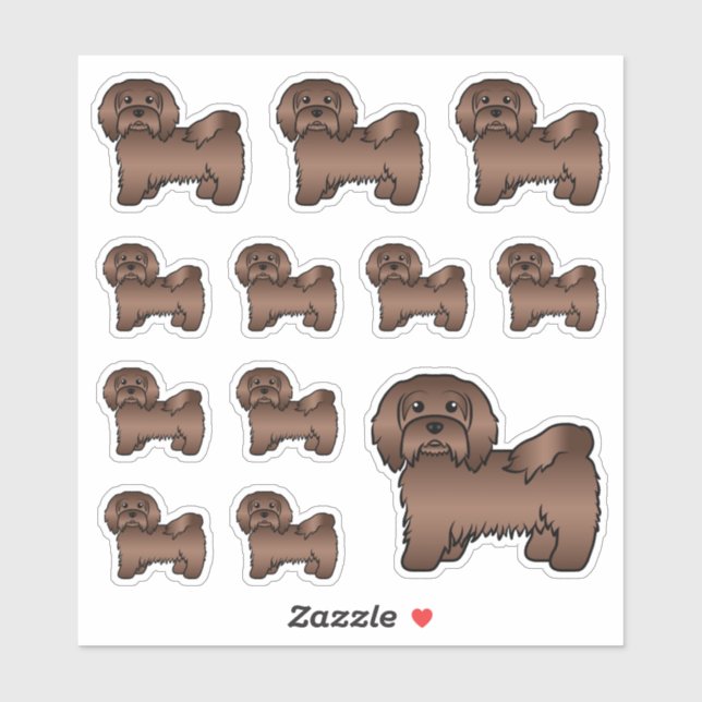 Pegatina Chocolate Havanese lindo caricatura Ilustraciones  (Hoja)