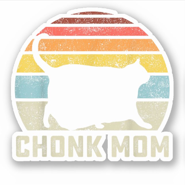 Pegatina Chonk Cat Mom Scale Meme Funny Retro Style Mommy C (Anverso)