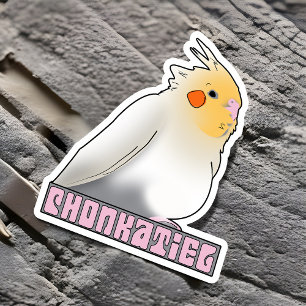 Pegatina Chonkatiel Funny Cockatiel Cute Fluffy Pudgy Bird