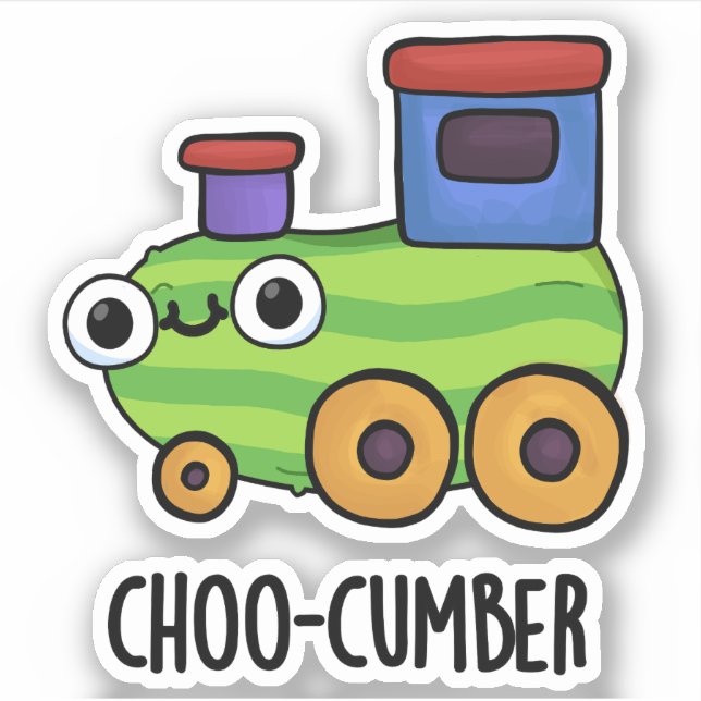 Pegatina Choo-cumber Funny Cucumber Pun (Anverso)