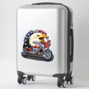 Pegatina Chopper de motocicleta cromada Águila patriótica b
