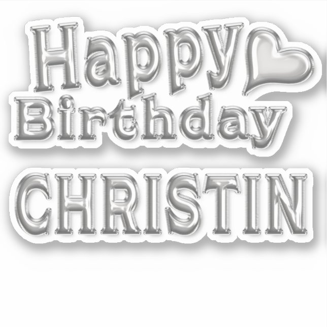Pegatina Christin Happy Birthday silver Aufkleber Sticker (Anverso)