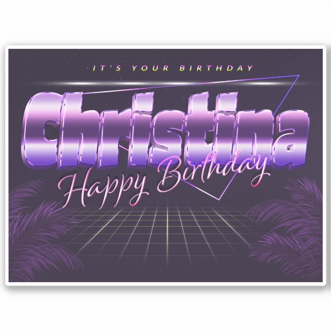 Pegatina Christina Name Vorname retro Sticker Geburtstag (Anverso)