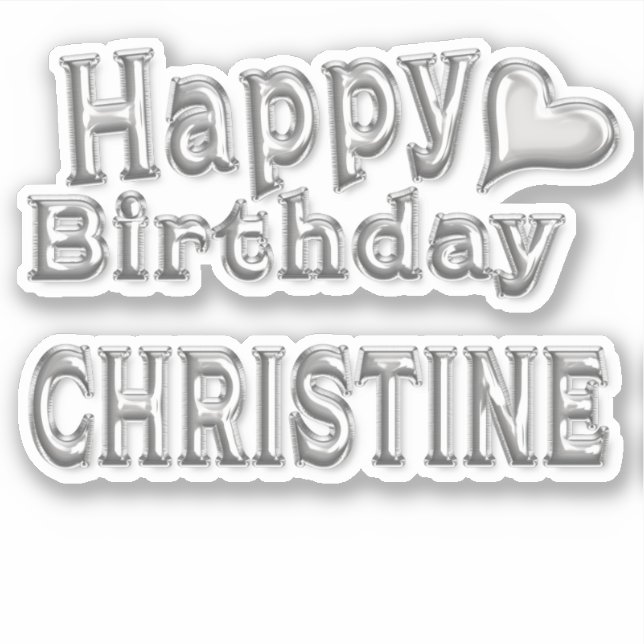 Pegatina Christine Happy Birthday silver Aufkleber Sticker (Anverso)