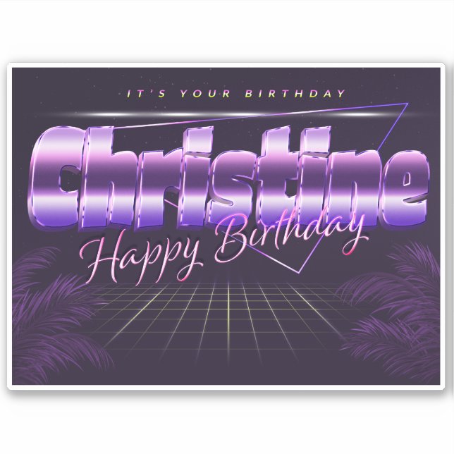 Pegatina Christine Name Vorname retro Sticker Geburtstag (Anverso)