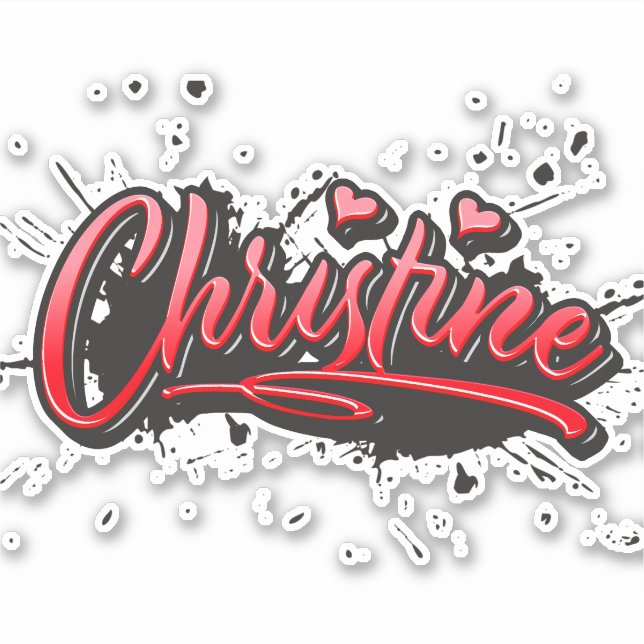 Pegatina Christine red Heart Graffiti Aufkleber Sticker (Anverso)