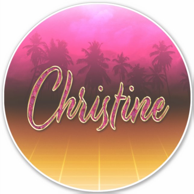 Pegatina Christine Vorname Name pink Aufkleber Sticker (Anverso)