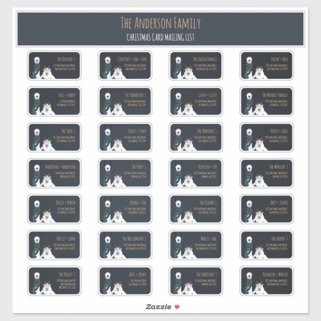 Pegatina Christmas Card Mailing List Label Set Llama Sheep  (Hoja)