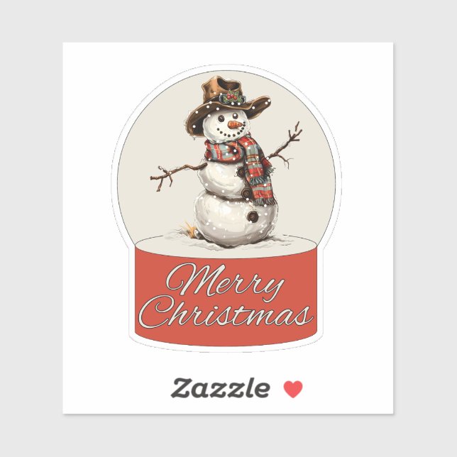 Pegatina Christmas Glass Ball Snowman Merry Christmas (Hoja)