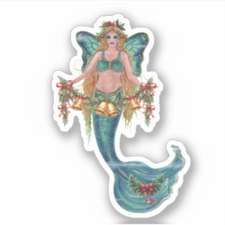 Pegatina Christmas mermaid stickers by Renee Lavoie